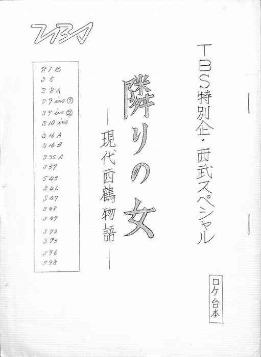 隣りの女　―現代西鶴物語―（ロケ台本）