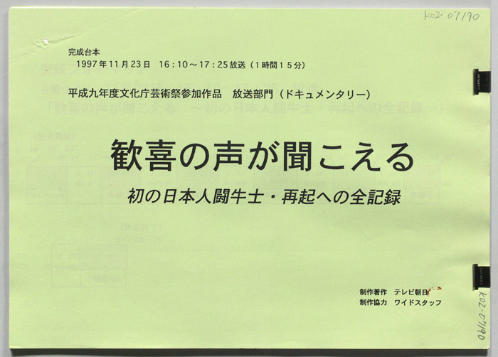 歓喜の声が聞こえる　初の日本人闘牛士・再起への全記録