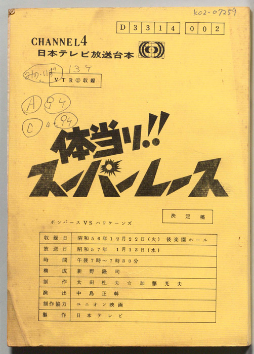 体当たり!スーパーレース（決定稿、VTR①収録）